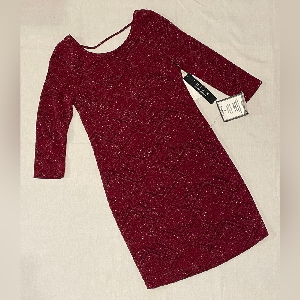 NWT Trixxi Burgundy Glitter Bodycon Dress